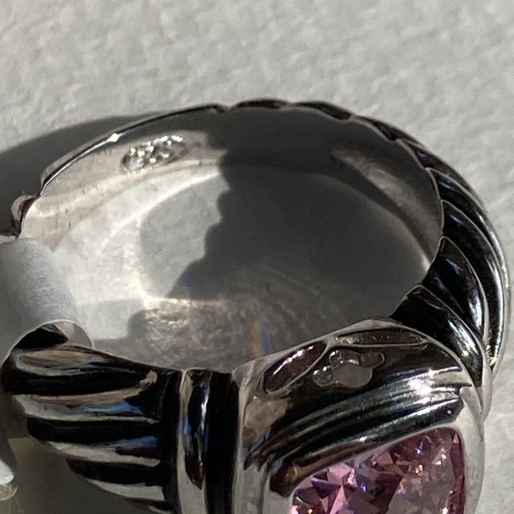 NWT pink faceted CZ gem in sterling silver braided setting ring - Picture 7 of 8